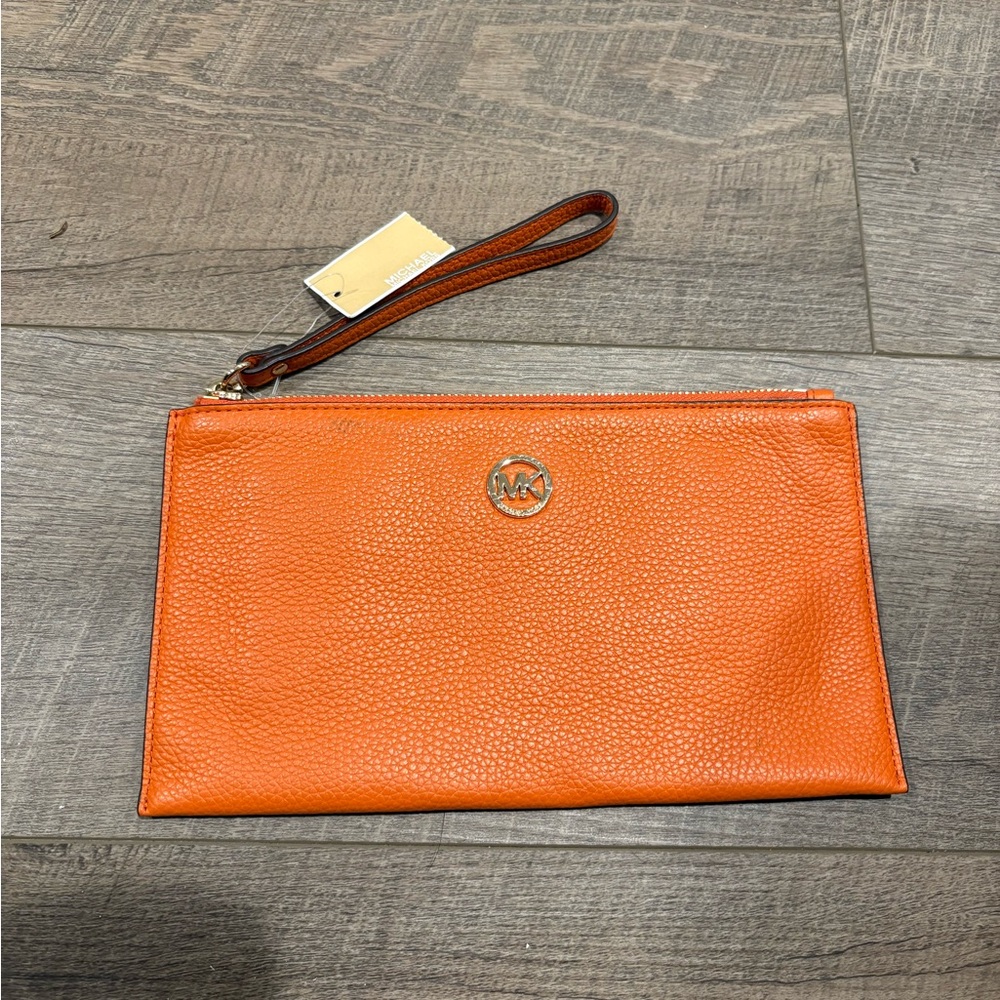 Michael Kors Tangerine Leather Clutch